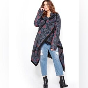 Rachel Roy Multi Color Boho Sweater Coat Size 2XL